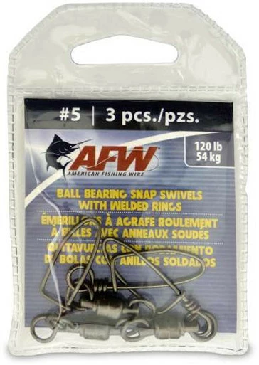 American Fishing Wire AFW FTBB120B-A Solid Brass Ball Bearing Snap Swivels