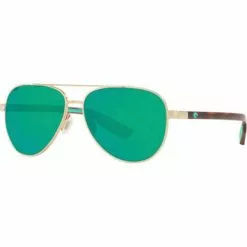 Costa Peli Sunglasses - Brushed Gold/Green Mirror - 580P Lens